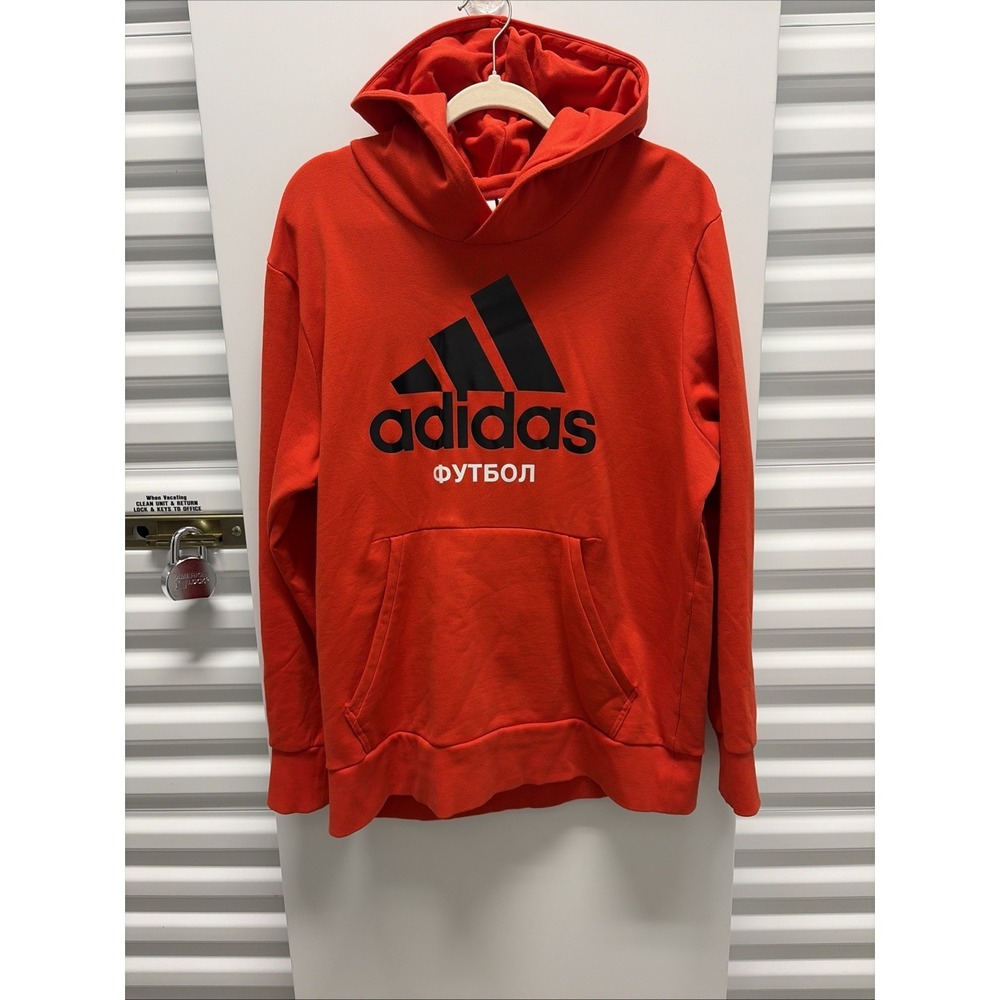 Gosha Rubchinskiy x Adidas 2017 red hoodie hooded top pullover big logo men's XL